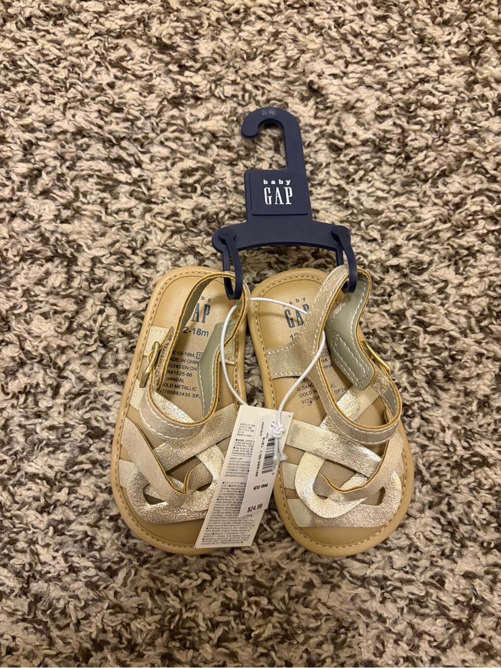 GAP Baby Metallic Gold Strappy Toddler Sandals NWT